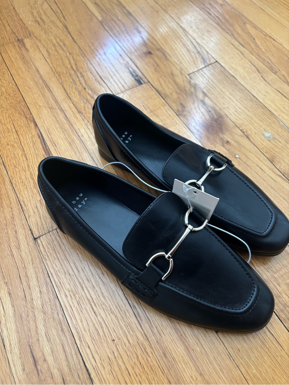a new day Black Leather Bit Loafers